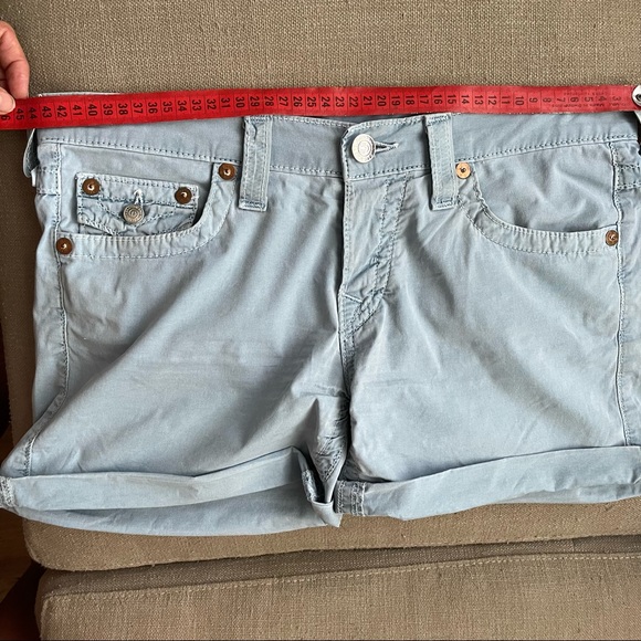 True Religion Jayde light blue cotton turn up shorts (size 27 fits like 28) - Picture 8 of 14